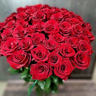 Twenty-Five Reasons bouquet of 25 red roses with fresh decorative greenery