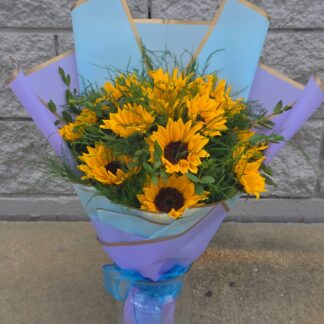 Sunshine Gathered sunflower bouquet with fresh bright yellow sunflowers