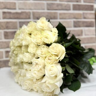 Pure White Roses bouquet available in 25, 50 or 70 fresh white roses