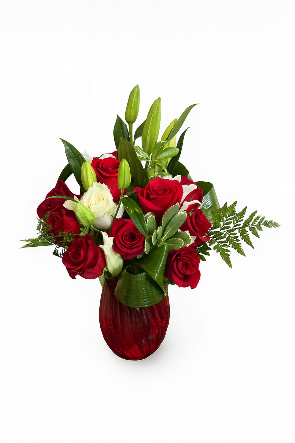Bouquet Red Roses, White Lilies - Image 3