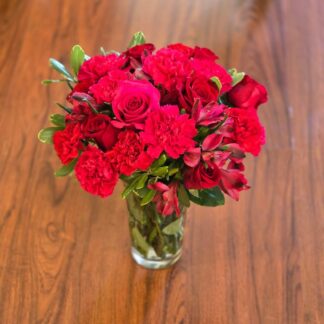 Bouquet. Red Rose, Pink Carnation & Red Alstroemeria 