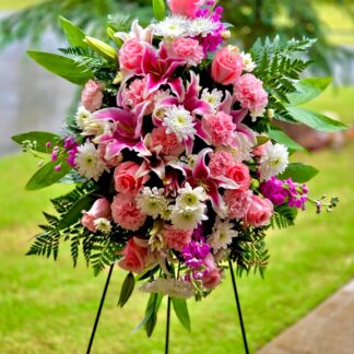 Funeral Standing Sprays & Wreaths  on  chrysanthemum, matthiola,  carnation, roses